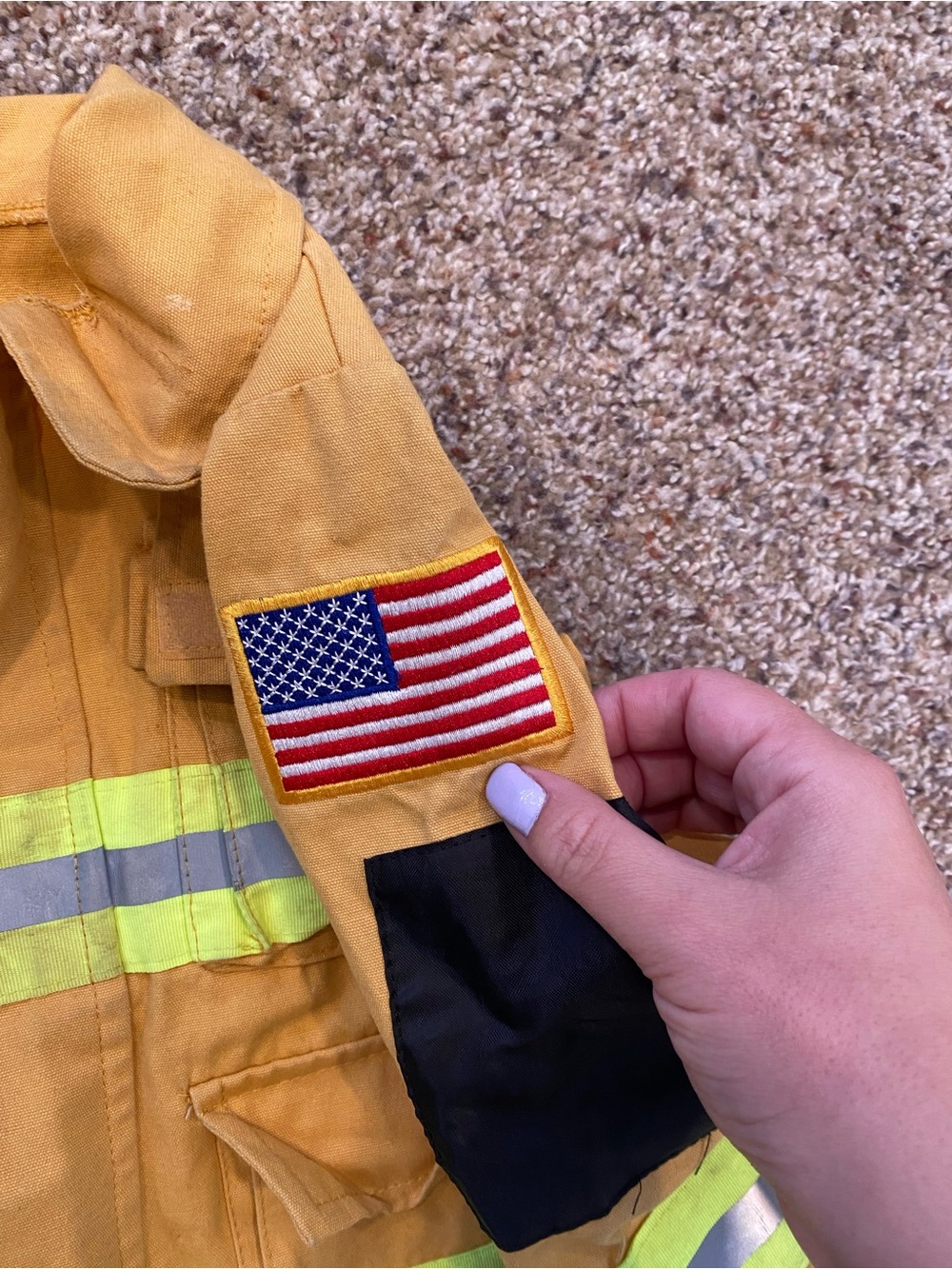 3-4T Kids Yellow Firefighter Costume with Reflective Stripes - Picture 6 of 7